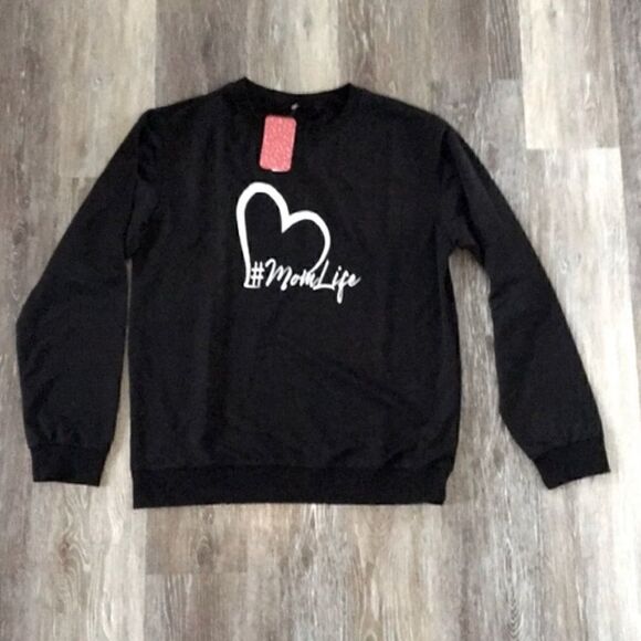Mom Life Black Ling Sleeves Sweater In XXL CREWNECK - Picture 7 of 8